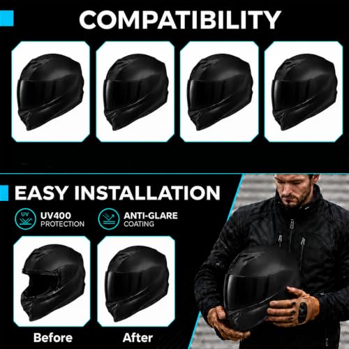 Image of PSLER Helmet Visor for R420 - R420 Helmet Visor Helmet Face Shield Helmet Accessories Replacement for R420,Dark Black Grey