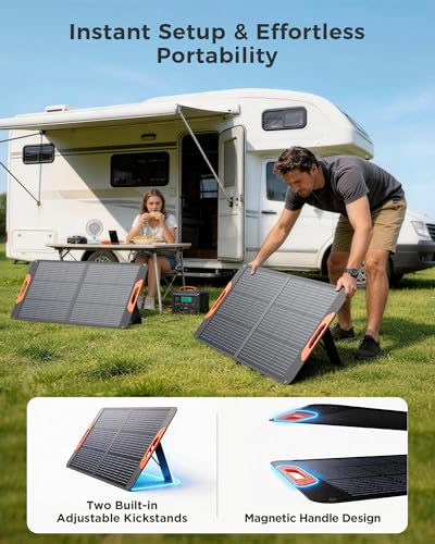 Image of ZOUPW 100W Portable Solar Panel for Power Station,23.5% Efficiency Mono Foldable Solar Charger for Jackery 300 /Ecoflow River /Anker /Bluetti,IP67 Waterproof for Camping RV Off-Grid Emergency Power