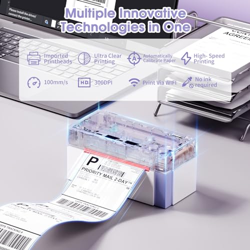 Image of Phomemo 344WF Shipping Label Printer, [Upgraded] WiFi 300DPI Thermal Labels Printer for Shipping Packages, 4x6 Label Printers Compatible with iOS, Android and PC Etsy Ebay USPS, IF Design Award 2024
