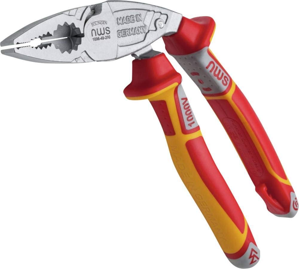 NWS 1096-49-VDE-200 3k VDE Ergo-Combi Plier, Silver/Red