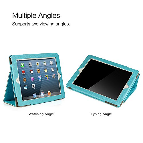 Ruban Folio Case For Ipad 2 3 4 (Old Model) 9.7 Inch Tablet - [Corner Protection] Slim Fit Smart Stand Protective Cover Auto Sleep/Wake, Sky Blue #TOP1