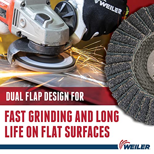 Image of Weiler 51201 Tiger X Flap Disc, Ceramic and Zirconia Alumina, Angled, Phenolic Backing, 40 Grit, 4-1 /2 inch,Type 29 7 /8 inch Arbor (Pack of 10)