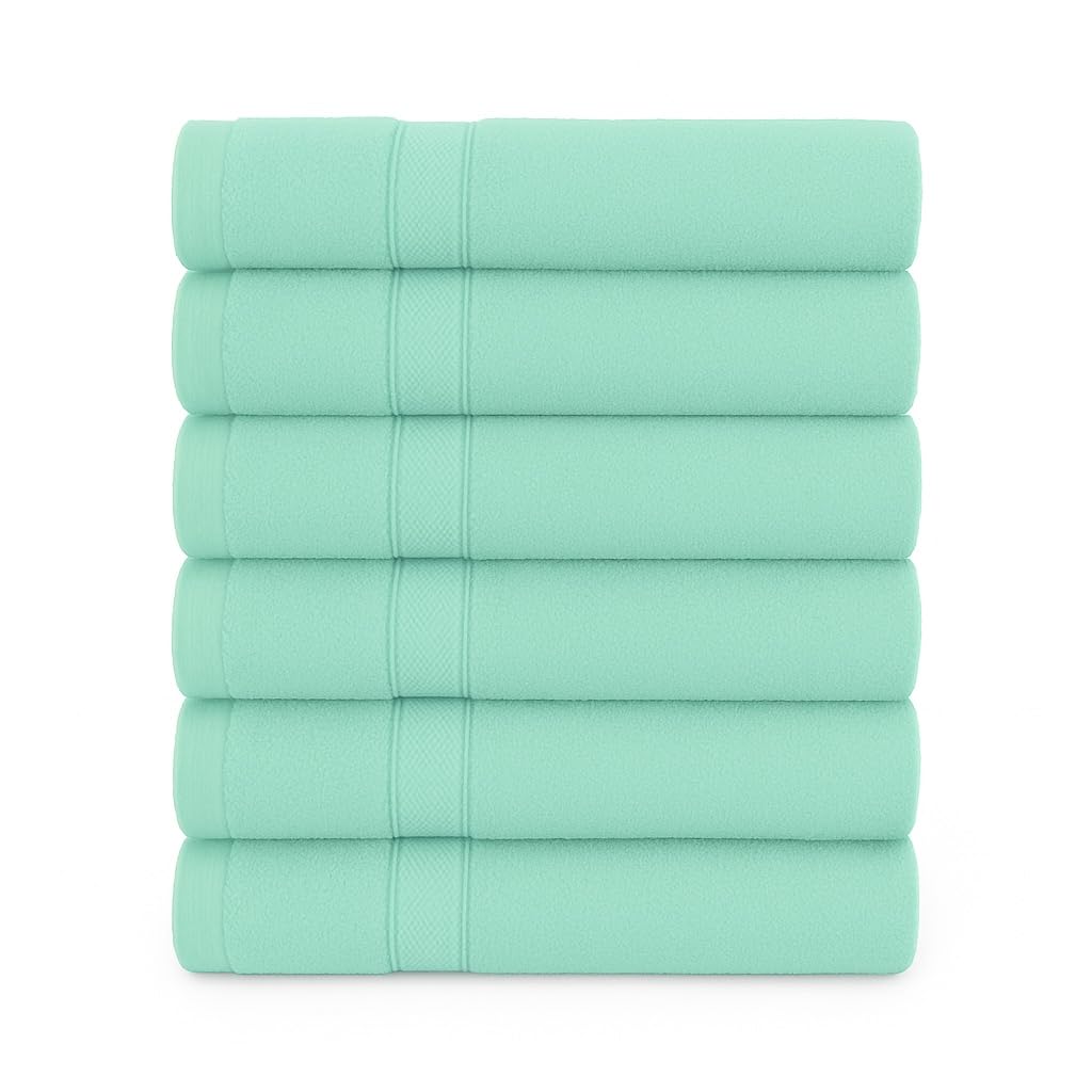 Diamond Tex Bathroom Towel Set of 6 (2 Bath Sheets 2 Hand Towels 2 Face Cloths) Quick Dry Soft Absorbent Shower Towels with Hanging Loop 100% Cotton 6000GSM Towels