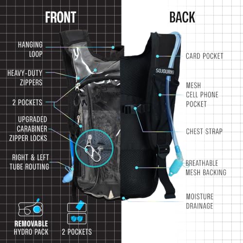 Image of Transparent Clear Hydration Pack, Hydration Backpack - Water Backpack with 2l Hydration Bladder, Festival Essential - Rave Hydration Pack Hydropack Hydro for Hiking, Halloween, Running, Festival