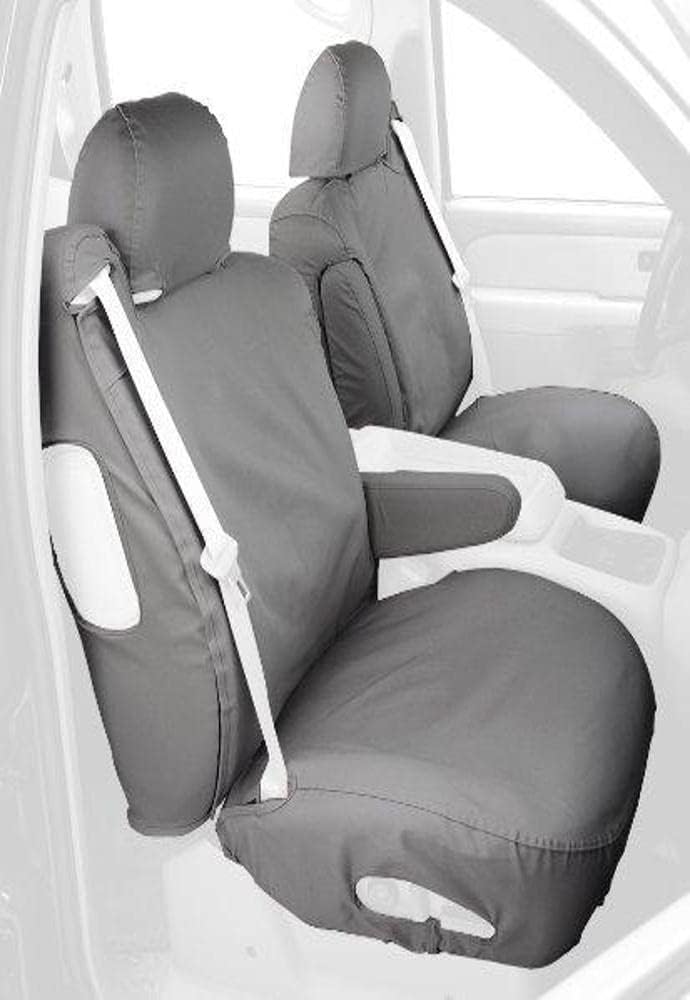 Covercraft - SS3372PCCH Custom-Fit Front Bench SeatSaver Seat Covers - Polycotton Fabric, Charcoal Black