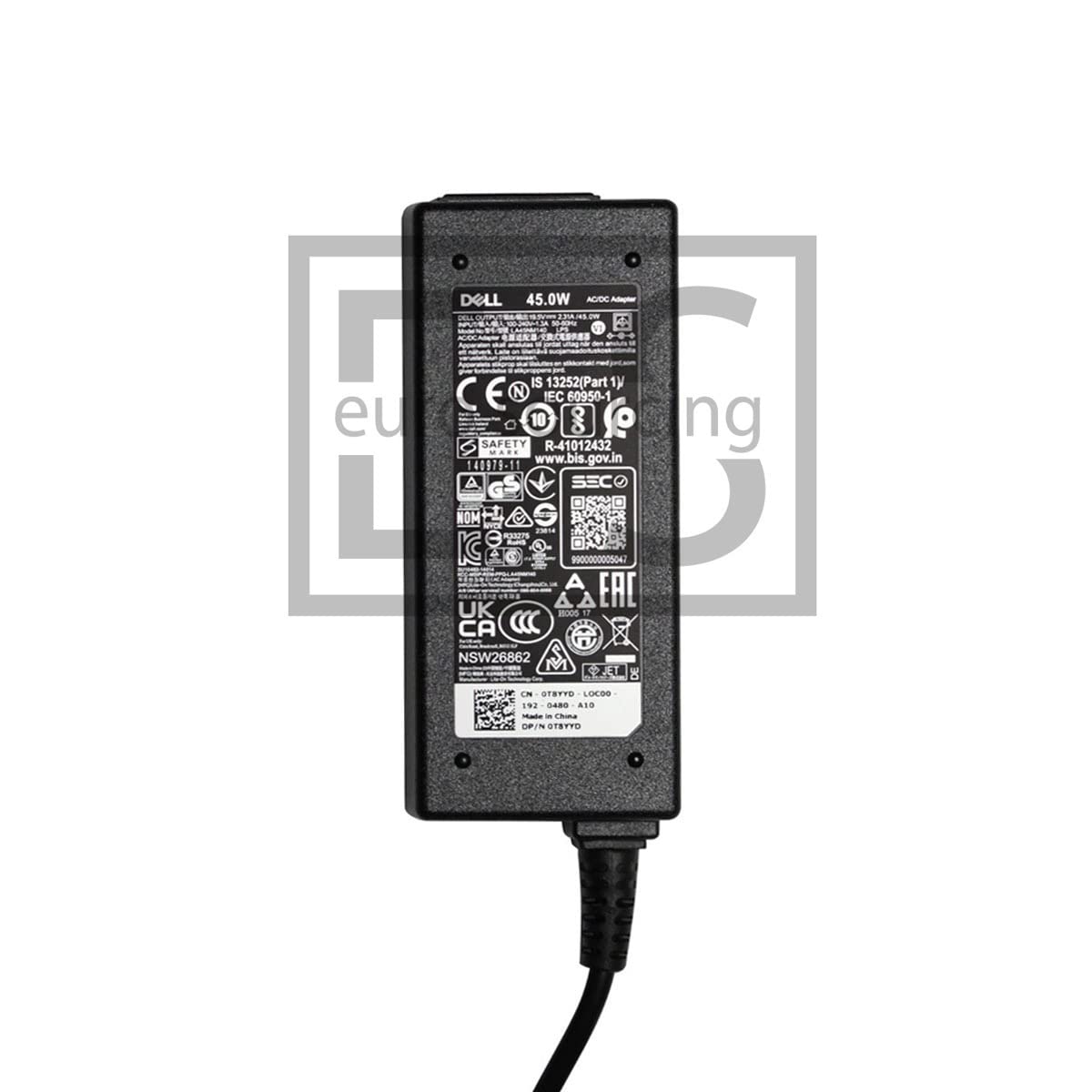 Nuovo adattatore per laptop compatibile con Dell XPS 13 9360 Caricabatterie per notebook Forma sottile 45 W. Dimensioni pin 4,5 mm x 3,0 mm con cavo UE (non USB-C, controllare il connettore)