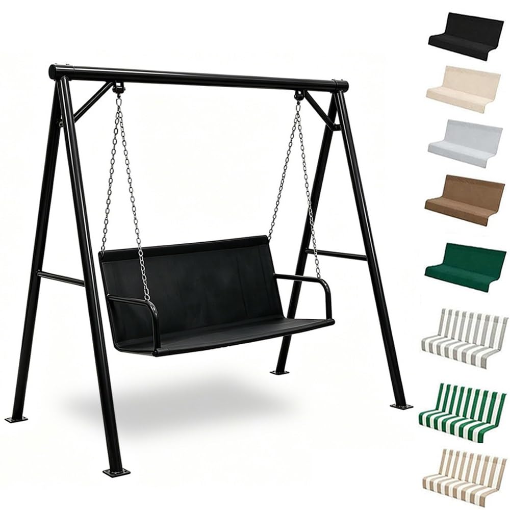ZYXQQJ Swing Seat Cover Replacement Swing Chair Cushion Cover 600D Oxford Waterproof Seat Replacement Fabric For Detachable Swings 2/3 Seater(Black,110x45x55cm)