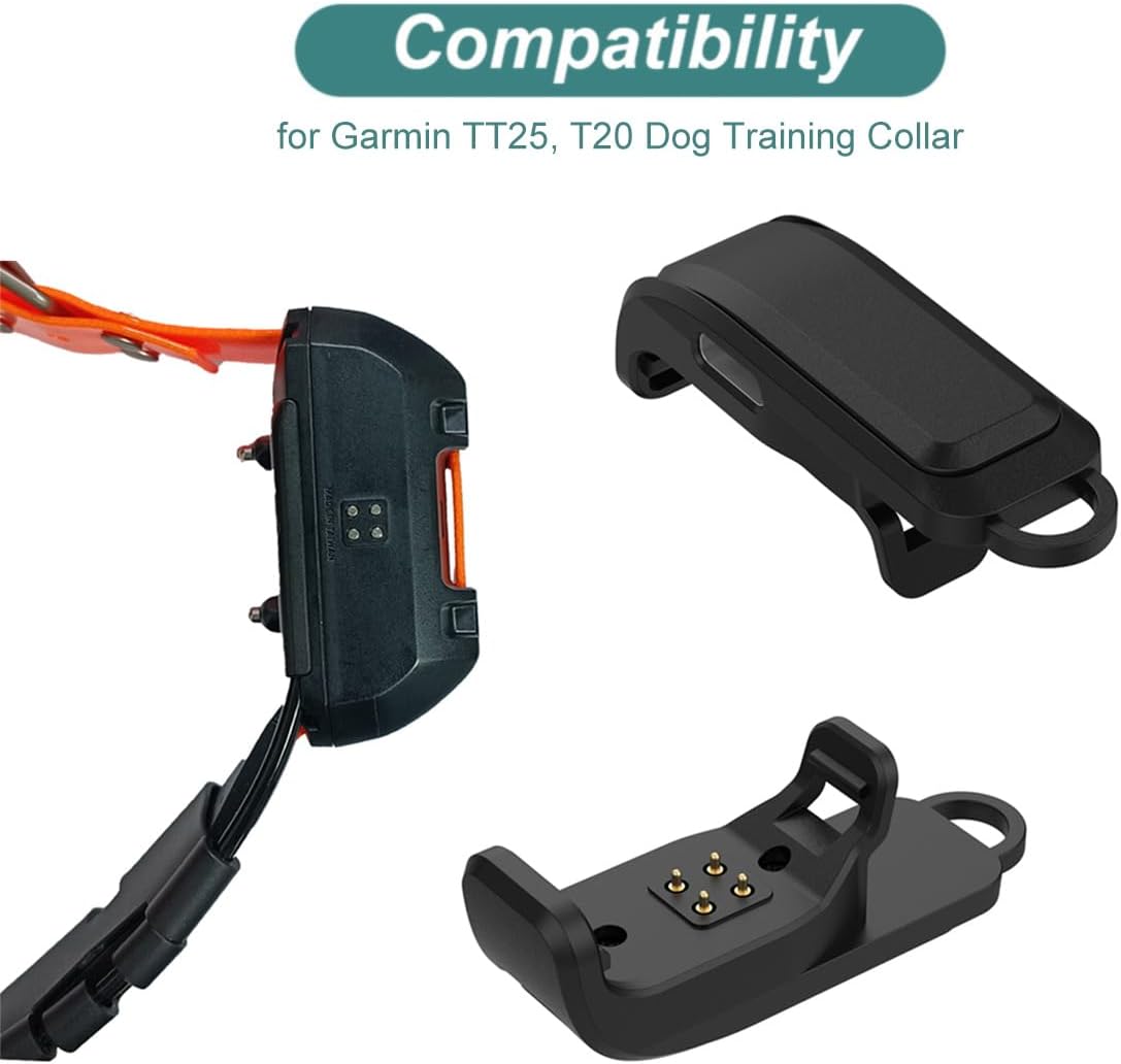 Kissmart Charger for Garmin Alpha TT25, T20 Dog Training Collar | Replacement Charging Clip Cable Adapter for Garmin TT 25 T 20 Dog Bark Shock Collar