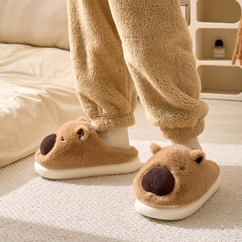 House Slippers for Women, Fluffy Slipper for Adults with Capybara Cow Dog Reindeer, Fuzzy Cute Cartoon Animal House Shoes, Soft Cozy Kawaii Winter Bedroom Slides with Memory Foam3