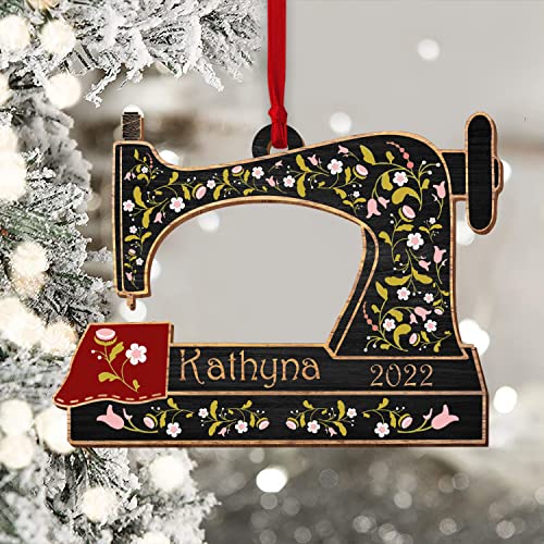 Personalized Sewing Machine Christmas Ornament - Custom Name Sewing Ornament, Seamstress Ornament, Ornament for Sew Collector Gift, Sewing Machine Wooden Ornament, Sewing Lover Xmas Gift 2