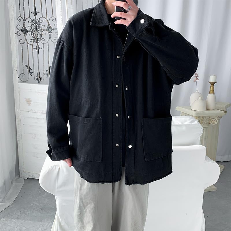 Men's Spring Loose Workwear Jacket with Korean-Style Vintage3
