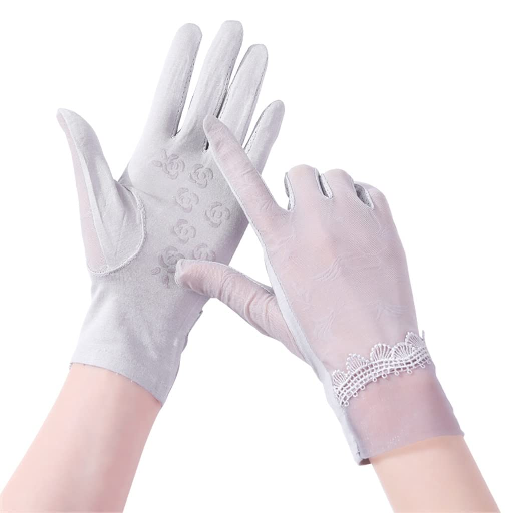 Gloves Women's Thin Ice Silk Driving and Riding Breathable Elastic Lace Touch Screen