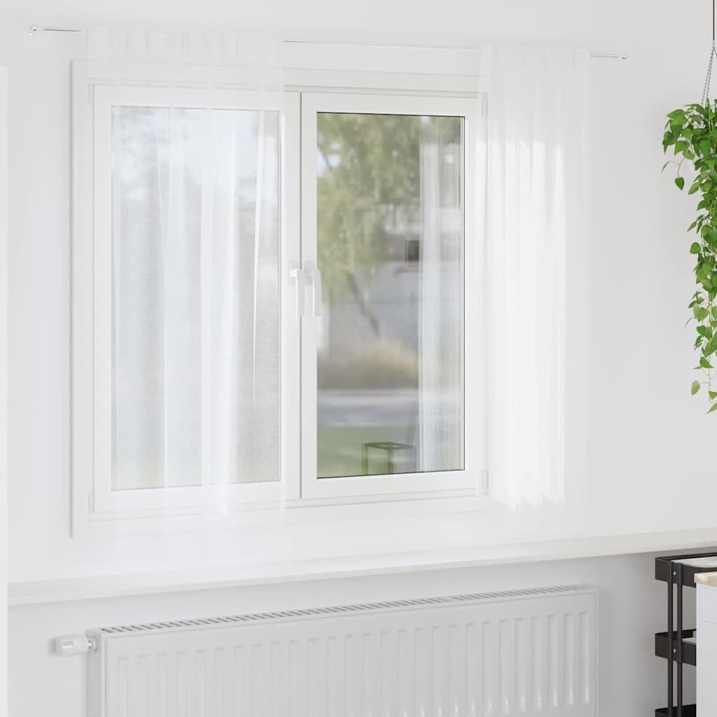 Cortina de gasa blanca de poliéster, 175 x 140 cm, 2 unidades, transparente, con ojales y cinta fruncida, cortina moderna para salón dormitorio, protección visual y protección solar ligera