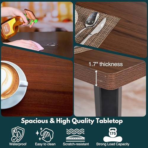FurnitureR Esstisch 150cm Vintage Effekt Küchentisch mit Heavy Duty Metallbeinen Moderner hölzerner rechteckiger Esstisch für 4-6 Person Esszimmer Restaurant Apartments, braun