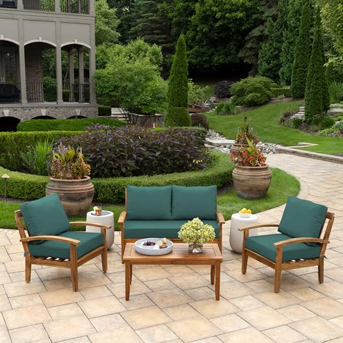 Image of Arden Outdoor Loveseat Cushion Set, 48 x 24, Rain-Proof, Fade Resistant, Cushion Set for Couch, Bench, and Swing Peacock Blue Green Texture