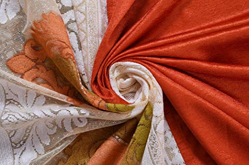 Image of LaVichitra Polyester Door Curtain with Designer Net (7ft, Rust) -2 Pieces
