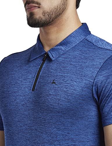Image of Parx Men's Pure Polyester Solid Pattern Regular Fit Polo Neck Half Sleeve Casual T-Shirt