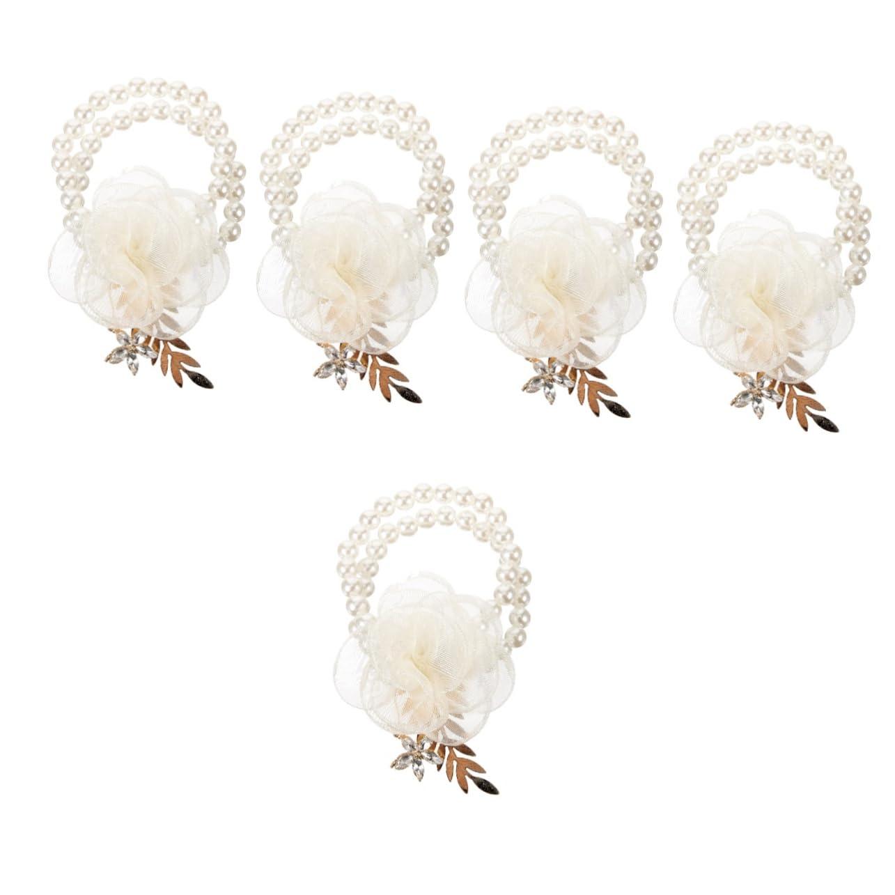 Homoyoyo Braccialetti per Corsage da Polso per Sposa Portagioie per Coppie Braccialetti per Corsage Braccialetti per Feste E Matrimoni Collana di Perle alla Moda Fiore da Polso