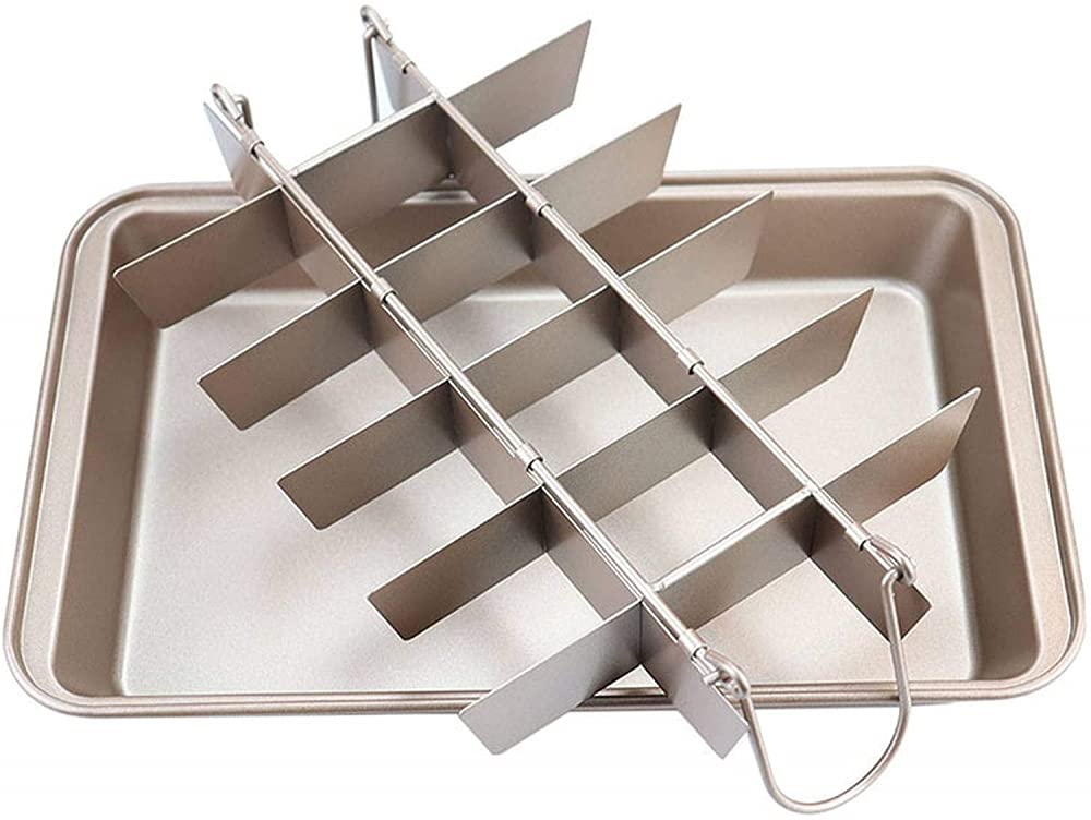 Moldes cuadrados para tartas de acero inoxidable con separadores extraíbles, aptos para horno de cocina