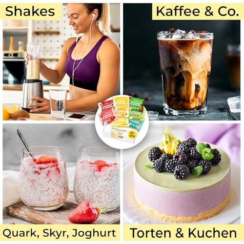 He-Ju Flavour Pulver Proben Set 8 x 30g, verschiedene Geschmackspulver Sorten, vielseitig einsetzbare Süßungsmittel für Lebensmittel und Getränke
