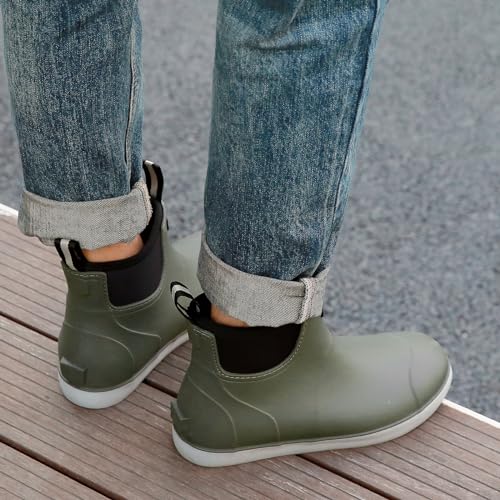 Sowdus Gummistiefel Herren Gefütterte, Original Grundlegend Wasserdicht Atmungsaktiv Stiefeletten, Anti-Rutsch Mode PVC Chelsea-Stiefel, Gummistiefel Herren