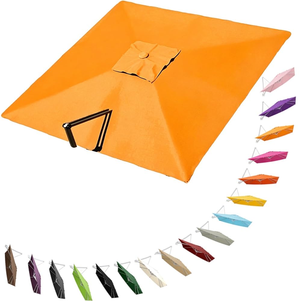 HAEKEBC Square Offset Umbrella Canopy Cantilever Patio Umbrella Replacement Canopy 8 Ribs Parasol Replacement Canvas For Yard Pool(Orange yel,2.5x2.5m (8.2x8.2ft))
