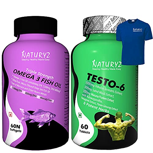 Naturyz testo 6 supplement for men & Triple Strength fish oil 2450mg Omega 3-6-9(1200mg EPA & 800mg DHA)) Naturyz testo 6 supplement for men & Triple Strength fish oil 2450mg Omega 3-6-9(1200mg EPA & 800mg DHA))