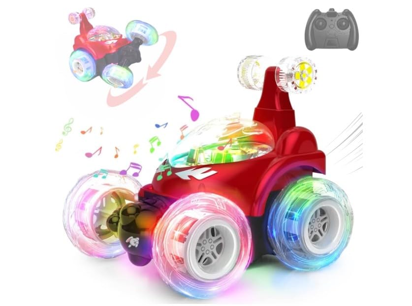 Image of Toyboi Rechargeable Remote Control Stunt Car for Kids | 360 Rotating & Rolling RC Car| Off-Road Rock Climbing Vehicle Toy | 5 Function Rechargeable Car (Random Colours) Stunt car