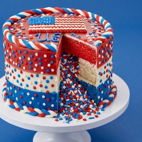 Image of Sprinkles | Colored Sugar | Patriotic Sprinkles | Red white and blue sprinkle | Cocktail sugar | Cupcake sprinkle | Cake sprinkles | Manvscakes | 3 ounces