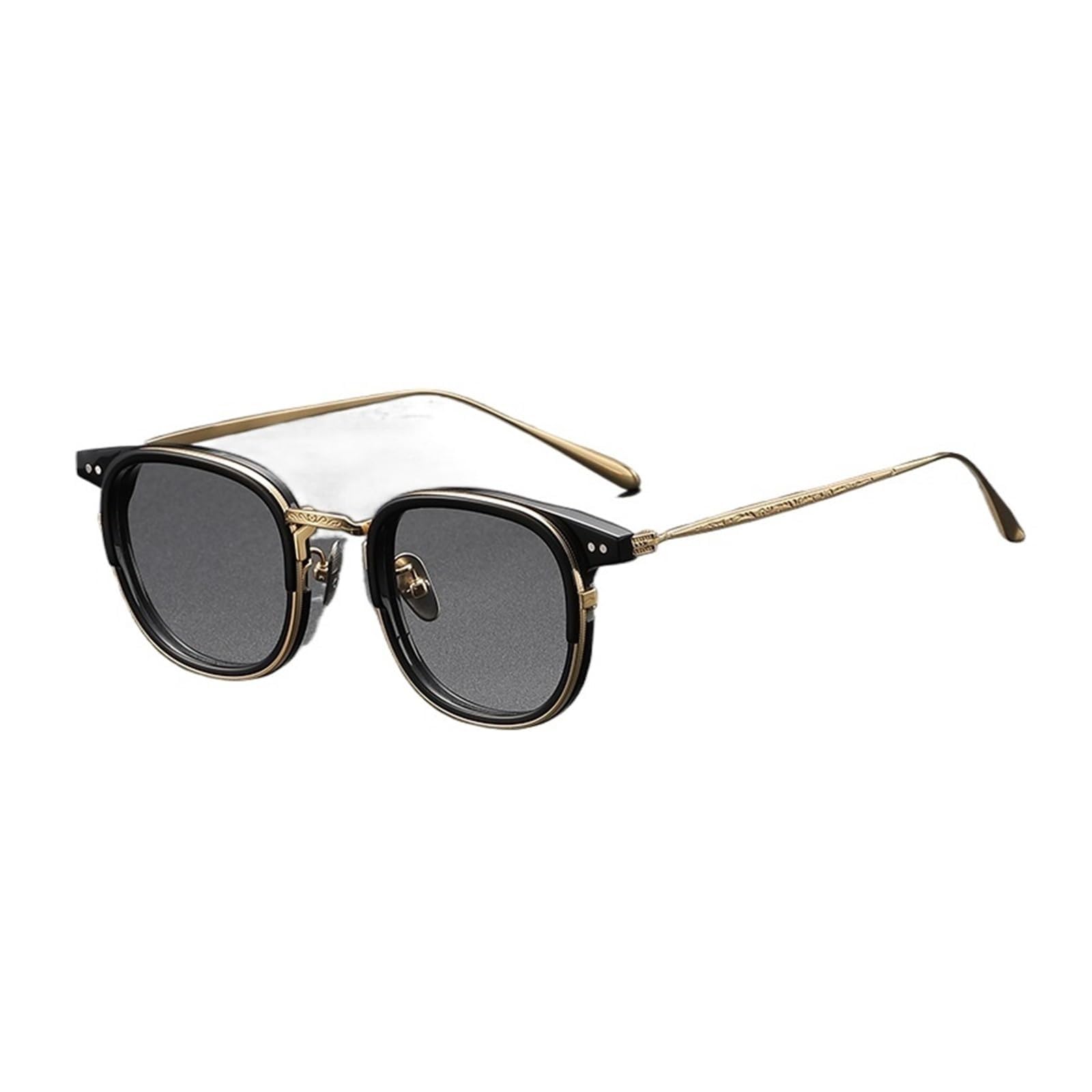Montature for Occhiali Rotonde Occhiali in Acetato Occhiali in Titanio Uomo Donna Occhiali da Lettura Montature Senza prescrizione Occhiali Completi Vintage(Gold)