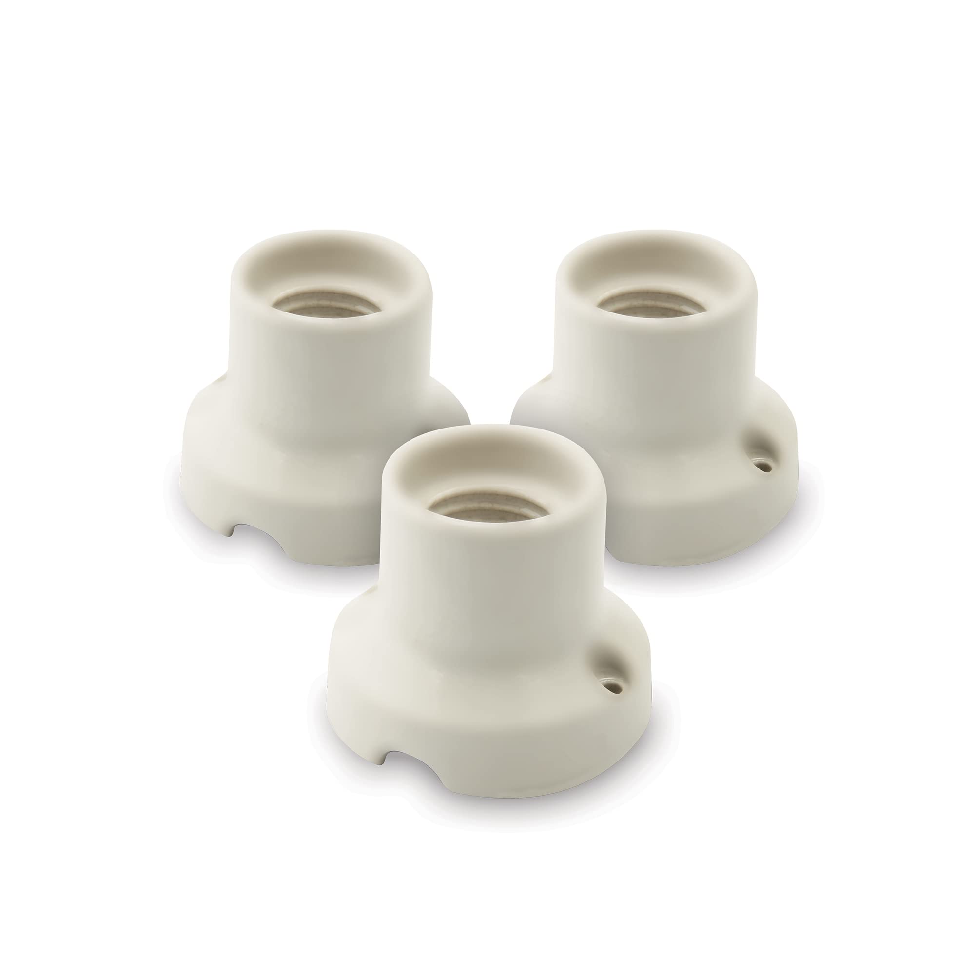 Amarcords - 3 Plafoniere in porcellana attacco e27 base applique portalampade vintage colore BIANCO OPACO