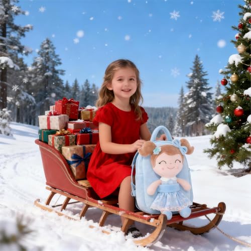Image of Gloveleya Back to School Gifts for Girls Kids Backpack Toddler Girls Backpacks with Soft Plush Doll Toys Blue