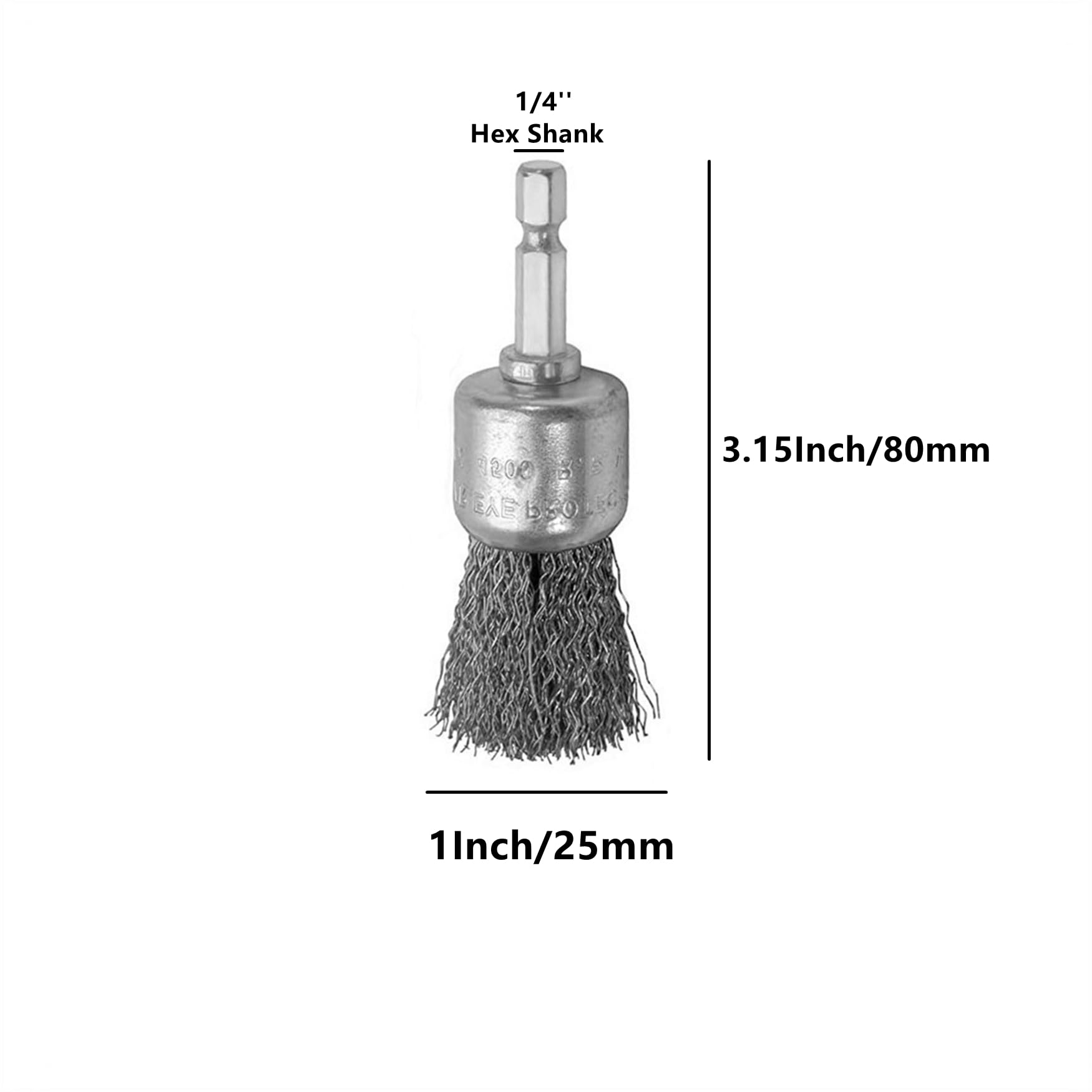 Cepillo de alambre abrasivo de 1 pulgada para taladro, cepillo de alambre hexagonal de 1/4 pulgadas, cepillo de acero inoxidable prensado de acero al carbono para óxido, limpieza, desbarbado,