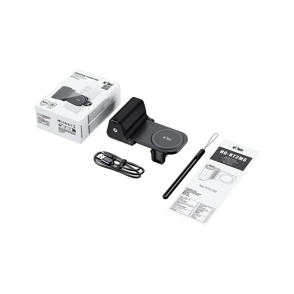 KIWIFOTOS Grand Support pour Smartphone avec Détachable Télécommande, Poignée Magnétique avec Griffe pour Prise de Vue iPhone Android de 59 à 85mm de Largeur (Noir)