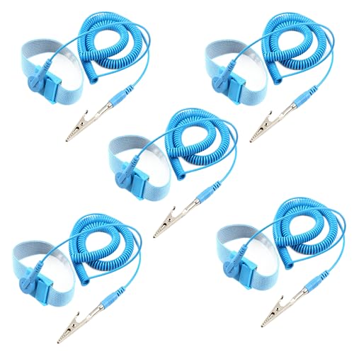 Image of Leadigol 5PCS Antistatic Wrist Strap,Adjustable ESD Wrist Band Reusable Anti Static ESD Wrist Strap Discharge Band
