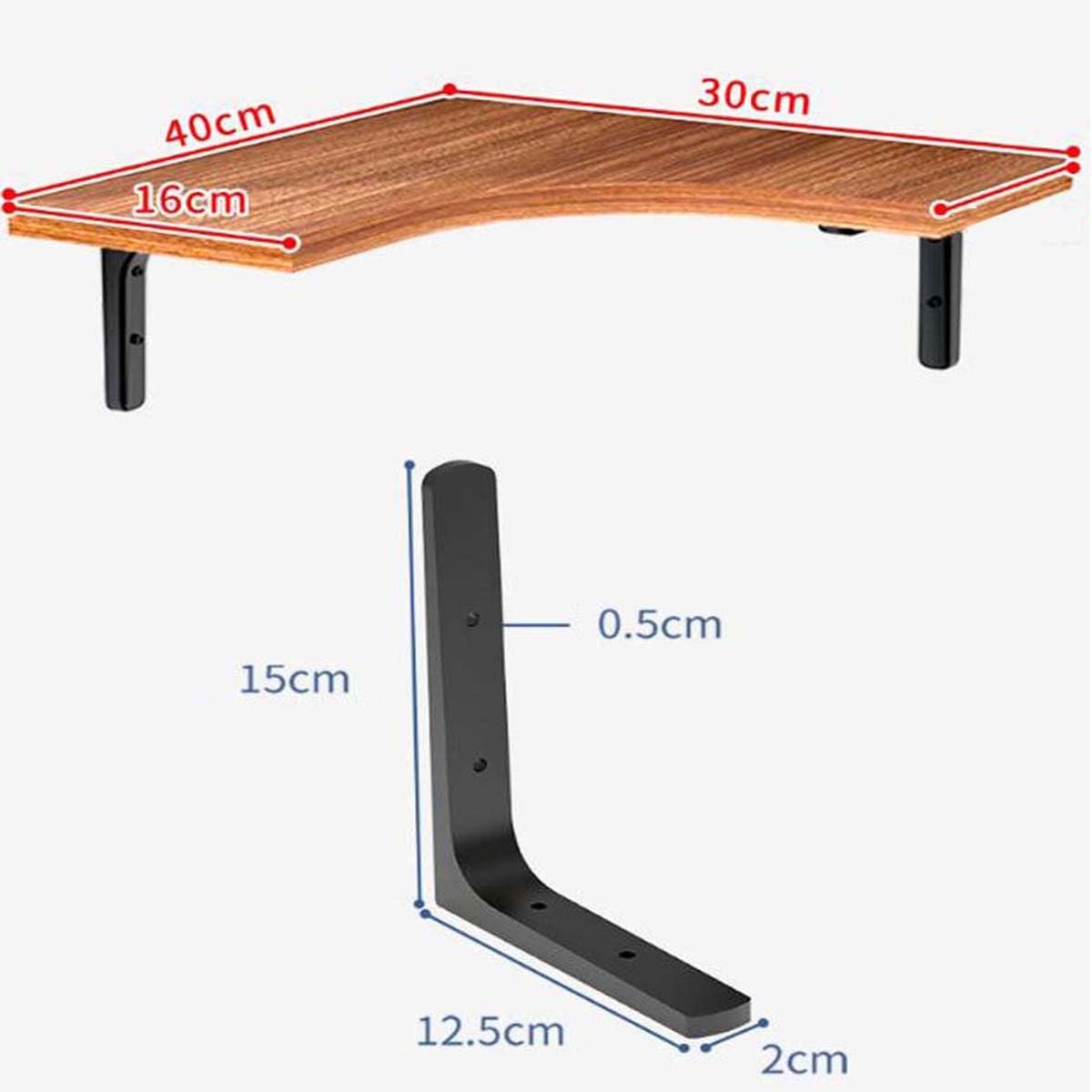 Mensola A Muro In Legno Di Pino 30x12 Cm | LNSYNSS | Scaffale Singolo Con Anti-Caduta | Per Cucina, Bagno, Soggiorno - 2
