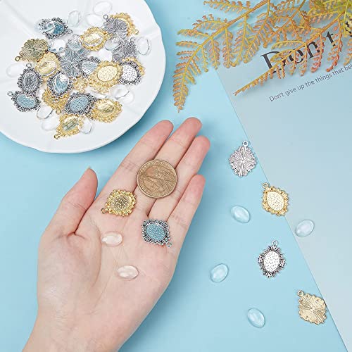 Ph Pandahall 100Pcs Blank Bezel Pendant Trays Base Wedding Bouquet Photo Charms Cabochon Settings Pendant With 100Pcs Glass Cabochons Memorial Photo Pendant For Bridal Graduation Photo Pendant #TOP5