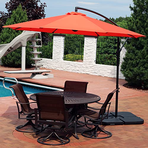 Sunnydaze 10-Foot Outdoor Offset Patio Umbrella With Cantilever, Crank, And Cross Base - Polyester Canopy And Gray Powder-Coated Steel Pole And Ribs - Burnt Orange #TOP1