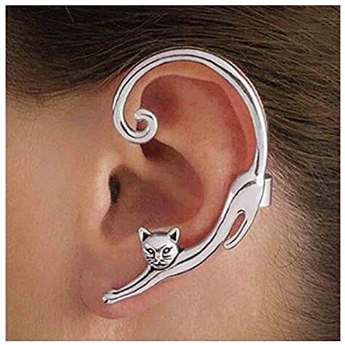 Yheakne Chat oreille grimpeur argent chat oreille wrap boucles d'oreilles félin oreille manchette boucles d'oreilles chat clip sur animaux chenilles bijoux pour femmes et filles