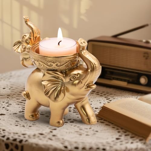 Gold Elephant Candle Holder