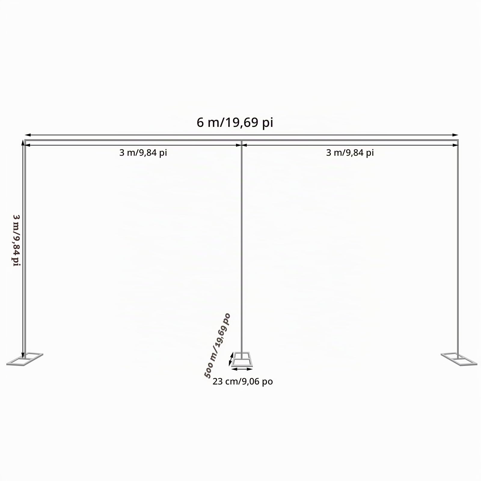 Arche de mariage 3 x 6 m - Support de fond robuste avec bases lestées en acier inoxydable pour fête de mariage, studio photo, jardin