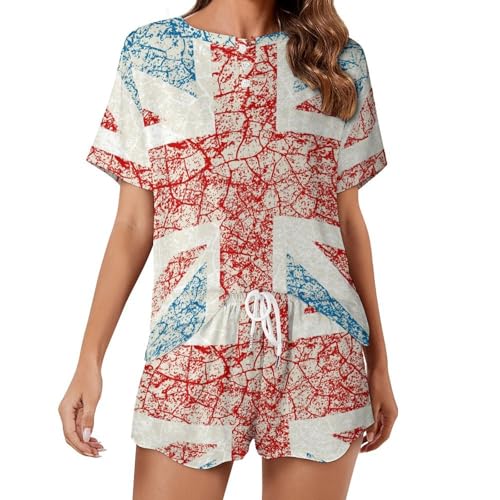 Pyjama femme anti chaleur ensemble de nuit manches courtes imprimé