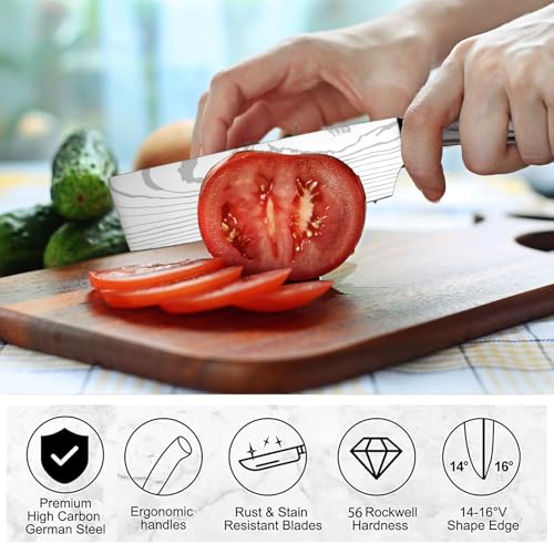 Gustrug Messerset 3-tlg Küchenmesser Set aus Hochwertigem Carbon Edelstahl, Profi Messer Set mit Chefmesser Hackmesser Allzweckmesser, Präzises Schneiden – Geschenk für Kochbegeisterte – Geschenkverpackung - Produktansicht 3 | Küchenmesser