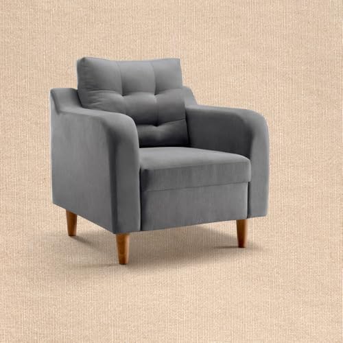 Image of Duroflex Ease Plus - 1 Seater Sofa Set for Living Room | 3 Year Warranty | Premium Wooden Frame Sofa | Anti-Pilling Fabric, Fade & Termite Resistant | Comfortable & Durable Couch - Steeple Grey