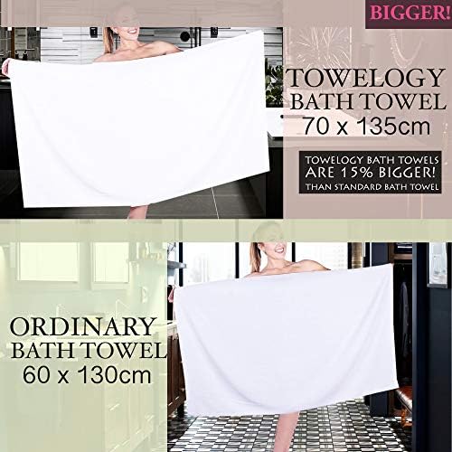 Towelogy® BR01 100% Egyptian Cotton Bath Towels Bale Set 550 GSM Hotel Quality Collection Machine Washable Bright White Barton (2 Hand Towels 50x100cm / 2 Bath Towels 70x135cm)