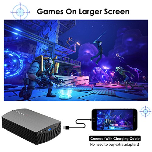 Smartphone Projector Vamvo Mini Portable Video Projector 1080P Support 1800 lumens 130" Screen USB/AV/SD/HDMI/VGA Input