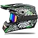 Produktbild Motocross-Helm, für Kinder, Rot, Schwarz, Integralhelm für Motorrad, Cross, Mountainbike, mit Brille, Handschuhe, geeignet für Scooter (Grün, M)