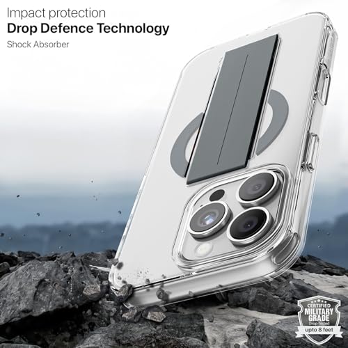 Image of GRIPP Holdit Case Compatible with Mag-Safe for iPhone 16 Pro Max | 8ft Drop-Tested with D30 Technology, Integrated Flexible Grip Band, Scratch Resistant, Shockproof, Lightweight Back Cover - Grey