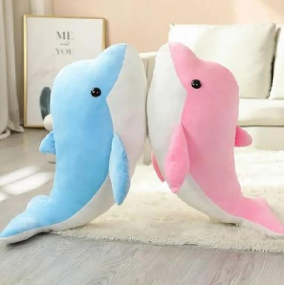 NEW OPALHOUSE® Blue Dolphin/Fish/Whale/Shark Soft Toys for Kids Girls Stuffed Toy Big Size 32 cm. (Combo Dolphin)