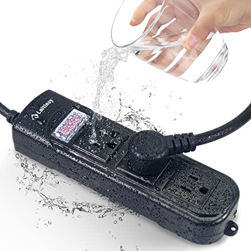 Outdoor Power Bar, Weatherproof Surge Protector, Waterproof Outlet Strip with 3 Outlets, 6.5 FT Extension Cord, Overload Protection and Shockproof, Suitable for Home, Outside image 1